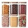YUNCANG Glass Storage Jars 6 Pack 37oz Clear Glass Food Storage Containers with Airtight Bamboo Lid Stackable Kitchen Canisters for CandyCookieRiceSugarFlourPastaNuts and Spice JarsSquare
