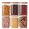 YUNCANG Glass Storage Jars 6 Pack 37oz Clear Glass Food Storage Containers with Airtight Bamboo Lid Stackable Kitchen Canisters for CandyCookieRiceSugarFlourPastaNuts and Spice JarsSquare