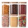 YUNCANG Glass Storage Jars 6 Pack 37oz Clear Glass Food Storage Containers with Airtight Bamboo Lid Stackable Kitchen Canisters for CandyCookieRiceSugarFlourPastaNuts and Spice JarsSquare