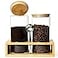 QUALLON Glass Coffee Containers With Shelf Coffee Bar Organizer And Accessories Coffee Jars With Spoon 2x 49oz Airtight Sealed Coffee Canister For Coffee Bean Ground Coffee Nuts