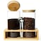 QUALLON Glass Coffee Containers With Shelf Coffee Bar Organizer And Accessories Coffee Jars With Spoon 2x 49oz Airtight Sealed Coffee Canister For Coffee Bean Ground Coffee Nuts