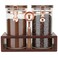 SIQOLNY Glass Coffee Container with Wooden Shelf 2 x 40 FLOZ Coffee Bean Storage with Sealed Closure Clips and Copper Spoon Kitchen Large Capacity Food Storage Jar Ground Coffee Container