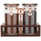 SIQOLNY Glass Coffee Container with Wooden Shelf 2 x 40 FLOZ Coffee Bean Storage with Sealed Closure Clips and Copper Spoon Kitchen Large Capacity Food Storage Jar Ground Coffee Container