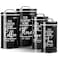 DAYYET Black Canisters Sets for the Kitchen Airtight Kitchen Canisters for Countertop Flour and Sugar Containers Tea Coffee Sugar Canister Set Black Kitchen Decor and Accessories Set of 4