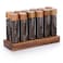 JUXYES Set of 12 Single Dose Coffee Bean Storage Tubes with Wooden Stand and Lids Dosing Glass Vials for Coffee Storage Coffee Bean Container Cellars Espresso Bean Canisters Set 2 fl oz