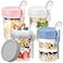 DRKIO 4 Pack Overnight Oats Containers with Lids and Spoons 16 Oz Glass Mason Jars for Overnight Oats Leak Proof Oatmeal Container Great for Cereal Fruit Vegetable Milk Salad Yogurt Meal Prep