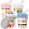 DRKIO 4 Pack Overnight Oats Containers with Lids and Spoons 16 Oz Glass Mason Jars for Overnight Oats Leak Proof Oatmeal Container Great for Cereal Fruit Vegetable Milk Salad Yogurt Meal Prep