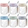 LANDNEOO 6 Pack Overnight Oats Containers with Lids and Spoons 16 oz Glass Mason Overnight Oats Jars Large Capacity Airtight Jars for Milk Cereal Fruit