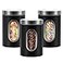 QYQRQF Canisters Sets for the Kitchen 3pcs Sugar Flour Tea Coffee Storage Jars Stainless Steel Food Container Organizer for Kitchen Counter with Transparent Window black