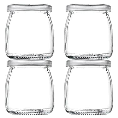 Thymart 53oz 7 OZ Mini Glass Jar with Lid for Pudding Yogurt Caviar Herb Jelly Jams Honey Spices Dishwaresafe Packof4Pcs 7 Round 4 MGJS57