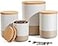 Yangbaga Canisters Sets for Kitchen CountertopSet of 4 Ceramic Kitchen Canisters Food Storage Jar with Airtight Wood Lids Spoons LabelLarge Flour and Sugar Containers for Serving Ground Coffee