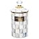 MACKENZIE-CHILDS MACKENZIECHILDS Enamel Canister Versatile Kitchen Storage Container for Flour and Sugar Large 64Ounce Capacity GrayandWhite Sterling Check