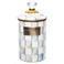 MACKENZIE-CHILDS MACKENZIECHILDS Enamel Canister Versatile Kitchen Storage Container for Flour and Sugar Large 64Ounce Capacity GrayandWhite Sterling Check