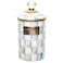 MACKENZIE-CHILDS MACKENZIECHILDS Enamel Canister Versatile Kitchen Storage Container for Flour and Sugar Large 64Ounce Capacity GrayandWhite Sterling Check
