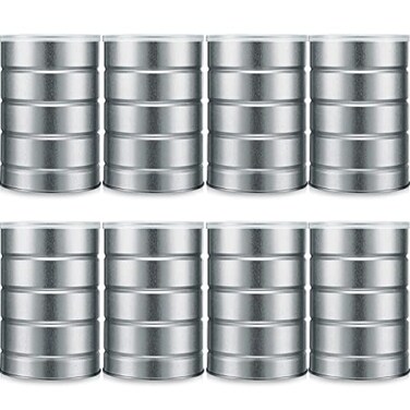 Jadive 8 Pcs Empty Coffee Cans with Lids Metal Tin Can for Kitchen Storage Loose Leaf Tea Containers Round Coffee Tin Metal Canister Tea Sugar Storage Packaging or Arts Crafts