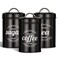 Dxlac 3 Piece Food Jars Canisters Sets Airtight Coffee Container Tea Organizer And Sugar Canister Rustic Farmhouse Decor for Kitchen Countertop Black