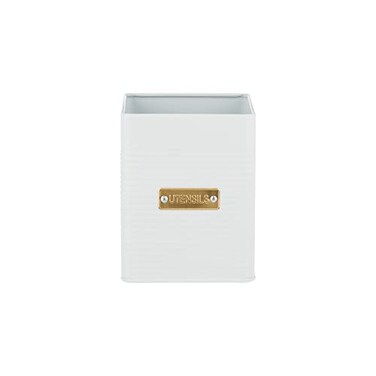 Typhoon Otto Square Canister White with Wooden Lid Utensil Jar