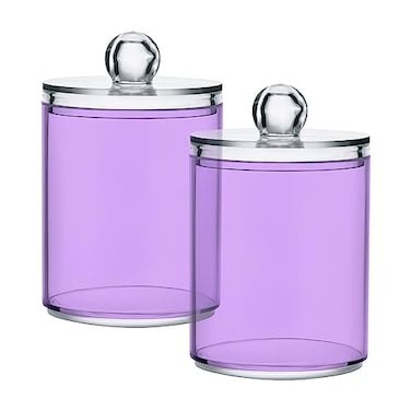 Zhirexin Lavender Solid Color 2PC Airtight Transparent Plastic Storage Jar Food Storage Container Glass Can Store Candy Salt Coffee Beans With lid Easy To Use