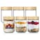 NETANY 6pack 16oz Glass jars with Airtight Lids Overnight Oats Containers with Bamboo Lids Wide mouth Mason Salad jars Glass Food Storage Containers for Snacks Yogurt Spice Sugar