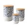 Cerkik Canisters Sets for Kitchen Ceramic Kitchen Containers for Countertop with Airtight Wood Lids Flour and Sugar Containers for Coffee Tea Spice Beans Cookie Jars Blue Set of 3