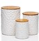 25DOL Engraved Design Kitchen Canisters Set of 3 with 74 Oz 36 Oz and 18 Oz White Storage Jars for Countertop with Airtight Bamboo Lids Large Flour Tea Coffee Sugar Spices Container Decorative