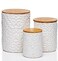 25DOL Engraved Design Kitchen Canisters Set of 3 with 74 Oz 36 Oz and 18 Oz White Storage Jars for Countertop with Airtight Bamboo Lids Large Flour Tea Coffee Sugar Spices Container Decorative