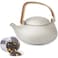 ZENS Vintage Japanese Teapot with Strainer 27oz Matte Ceramic Loose Leaf Teapot with Infuser Wood Handle Gray Japanese Teapots Hot Tea Brewer Pot for Women Tea Lovers Gifts