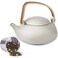 ZENS Vintage Japanese Teapot with Strainer 27oz Matte Ceramic Loose Leaf Teapot with Infuser Wood Handle Gray Japanese Teapots Hot Tea Brewer Pot for Women Tea Lovers Gifts