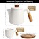 MIAMIO 34 Oz Ceramic Tea Pot Set with Infuser and CupsTea Strainer 4 Ceramic Tea Mugs 10 Oz Bamboo SaucersHandle for Home and Office White