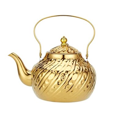 SANQIAHOME 2000ml stainless steel antique style teapotwith Infuser thickened boiling kettle lifting handleGold