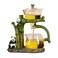 RORA Lazy Kungfu Glass Tea Set Semi Automatic Drip Rotating with Infuser Glass Teapot Green Panda