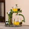 RORA Lazy Kungfu Glass Tea Set Semi Automatic Drip Rotating with Infuser Glass Teapot Green Panda