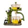 RORA Lazy Kungfu Glass Tea Set Semi Automatic Drip Rotating with Infuser Glass Teapot Green Panda
