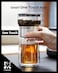ZENS Modern Glass Tea Infuser Teapot Smart One Touch Tea Maker for Loose Tea Diffusers with Insulated Mug and Portable Tea Kits Cool Gongfu Tea Pot for Black Tea Lover Gifts