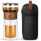 ZENS Modern Glass Infuser Teapot One Touch Tea Maker for Loose Leaf Tea with Insulated Mug and Portable Case Enchanted Pot Alternatives for Tea Lover Gifts