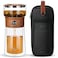 ZENS Modern Glass Infuser Teapot One Touch Tea Maker for Loose Leaf Tea with Insulated Mug and Portable Case Enchanted Pot Alternatives for Tea Lover Gifts