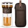 ZENS Modern Glass Infuser Teapot One Touch Tea Maker for Loose Leaf Tea with Insulated Mug and Portable Case Enchanted Pot Alternatives for Tea Lover Gifts