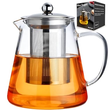 Baalaka Glass Teapot 186oz550ml Tea Pot with Removable Infusers for Loose Tea Borosilicate Glass Tea Kettle Tea Maker Stovetop for Camping Tea Infuser for Loose Leaf Tea Travel