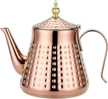 SANQIAHOME 12L40oz Stainless Steel Hammer Patterned Teapot With Removeable InfuserLoose leaf coverCopper