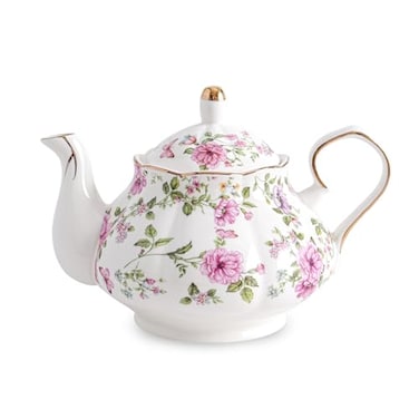 Agyiuns Flower Ceramic Teapot22oz Porcelain Tea pot for Tea Coffee Milk for Office Home Men Women as Gift White and big flowers