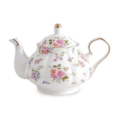 Agyiuns Flower Ceramic Teapot22oz Porcelain Tea pot for Tea Coffee Milk for Office Home Men Women as GiftWhite and small flowers