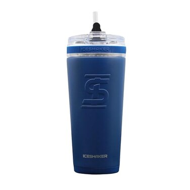 Ice Shaker 26 Oz Stainless Steel Bottle Insulated Water Bottle with Straw Navy