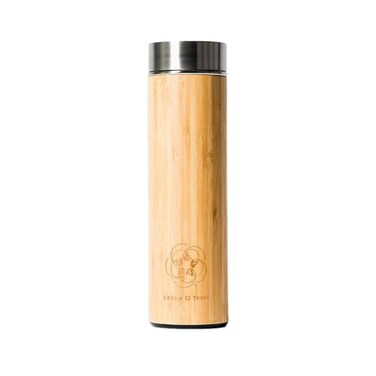 LEELA QUANTUM TECH Leela Quantum Water Bottle in bamboo design Vacuum Seal Leakproof Lid Cold or Hot Liquids 500ml1691 Fl Oz handmade allergenfree refined with quantum energy Great for travel hiking