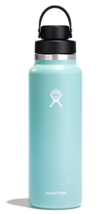 Hydro Flask Water Bottle Insulated Stainless Steel Wide Mouth Chug Lid Non Spill Leakproof in 40 Oz Dew