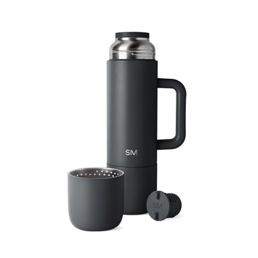 Simple Modern 36oz Insulated Hot Beverage Bottle with 2 Mugs Travel Coffee Thermos for Hot Drinks Twist and Pour Top Commute Travel and Picnic Friendly Roam Collection Graphite