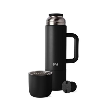 Simple Modern 36oz Insulated Hot Beverage Bottle with 2 Mugs Travel Coffee Thermos for Hot Drinks Twist and Pour Top Commute Travel and Picnic Friendly Roam Collection Midnight Black