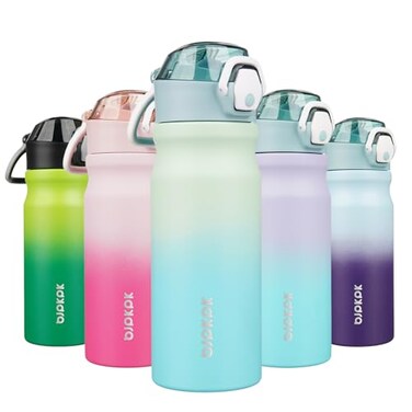 BJPKPK Insulated Water Bottle 18oz Stainless Steel Water Bottles with Straw and Carry Handle Double Wall Metal Thermal FlaskMint