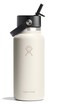 Hydro Flask Water Bottle Insulated Stainless Steel Wide Straw Lid Non Spill Leakproof in 32 Oz Ivory