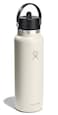 Hydro Flask Water Bottle Insulated Stainless Steel Wide Straw Lid Non Spill Leakproof in 40 Oz Ivory