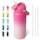 BJPKPK Insulated Water Bottle with Straw Lid 18oz Thermo Water Bottles with Soft Nozzle Flex Handle Nonslip Boot BPA Free Leak Proof Stainless Steel Metal Thermo Tumblers CupsCherry